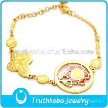 Custom Charm Bracelet 18 K Gold Plated Casting Sunflower Shaped Bracelets Jewelry